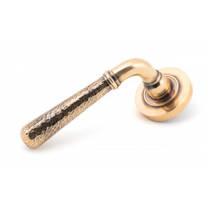 From The Anvil - Polished Bronze Hammered Newbury Lever On Rose Set (Plain) 46085