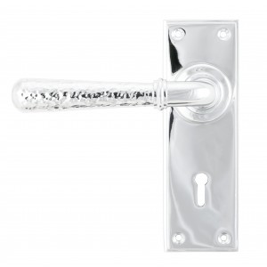 From The Anvil - Polished Chrome Hammered Newbury Lever Lock Set 46213