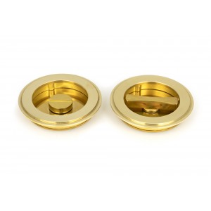 From The Anvil - Polished Brass 75mm Art Deco Round Pull - Privacy Set 47170