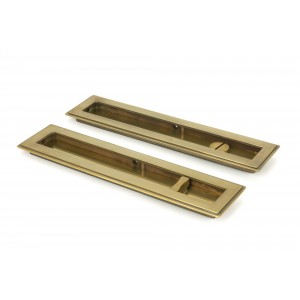 From The Anvil - Aged Brass 250mm Art Deco Rectangular Pull - Privacy Set 48309