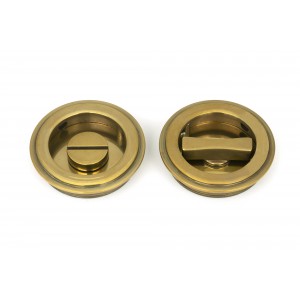 From The Anvil - Aged Brass 60mm Art Deco Round Pull - Privacy Set 48324