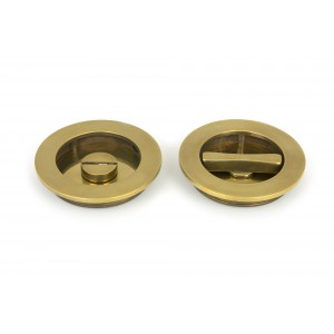 From The Anvil - Aged Brass 75mm Art Deco Round Pull - Privacy Set 48325