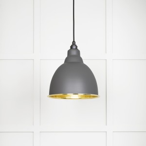 From The Anvil - Hammered Brass Brindley Pendant in Bluff 49517BL