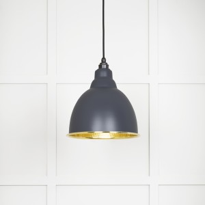 From The Anvil - Hammered Brass Brindley Pendant in Slate 49517SL