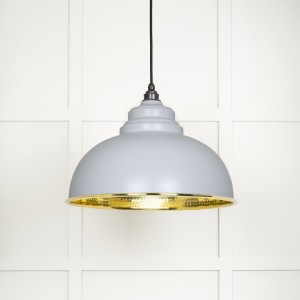 From The Anvil - Hammered Brass Harborne Pendant in Birch 49521BI