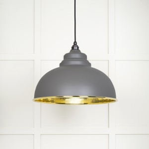 From The Anvil - Hammered Brass Harborne Pendant in Bluff 49521BL