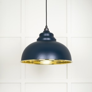 From The Anvil - Hammered Brass Harborne Pendant in Dusk 49521DU