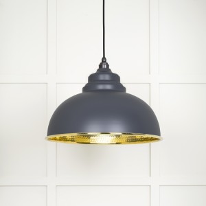 From The Anvil - Hammered Brass Harborne Pendant in Slate 49521SL