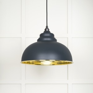 From The Anvil - Hammered Brass Harborne Pendant in Soot 49521SO