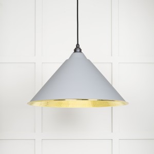 From The Anvil - Hammered Brass Hockley Pendant in Birch 49523BI
