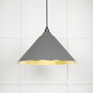 From The Anvil - Hammered Brass Hockley Pendant in Bluff 49523BL