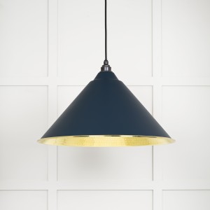 From The Anvil - Hammered Brass Hockley Pendant in Dusk 49523DU
