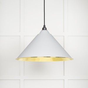 From The Anvil - Hammered Brass Hockley Pendant in Flock 49523F