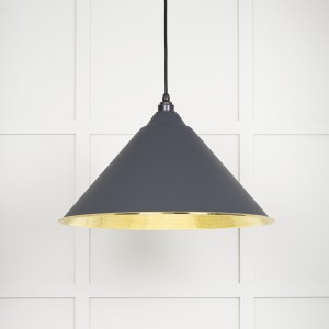 From The Anvil - Hammered Brass Hockley Pendant in Slate 49523SL