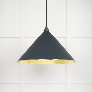 From The Anvil - Hammered Brass Hockley Pendant in Soot 49523SO