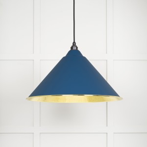From The Anvil - Hammered Brass Hockley Pendant in Upstream 49523U