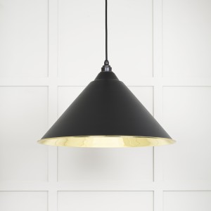 From The Anvil - Smooth Brass Hockley Pendant in Elan Black 49524EB