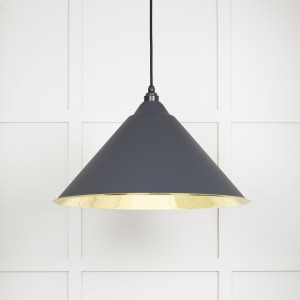 From The Anvil - Smooth Brass Hockley Pendant in Slate 49524SL