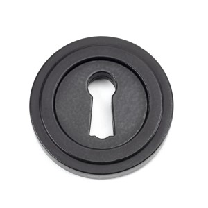 From The Anvil - Matt Black Round Escutcheon (Art Deco Rose) 49537