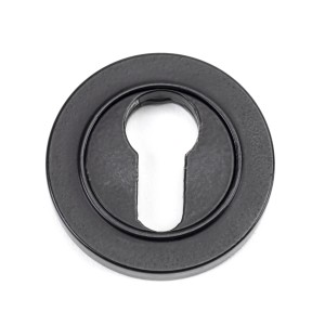 From The Anvil - Matt Black Round Euro Escutcheon (Plain Rose) 49540