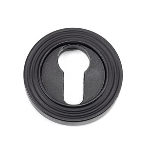 From The Anvil - Matt Black Round Euro Escutcheon (Beehive Rose) 49542