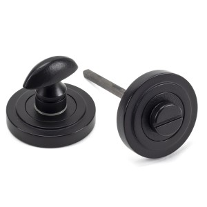 From The Anvil - Matt Black Round Thumbturn Set (Art Deco Rose) 49545