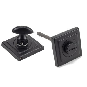 From The Anvil - Matt Black Round Thumbturn Set (Square Rose) 49547