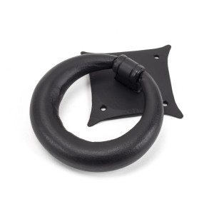 From The Anvil - Matt Black Ring Door Knocker 49594