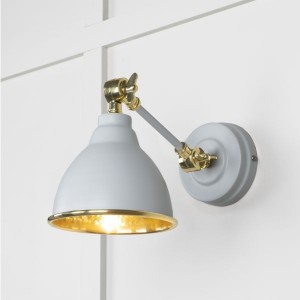 From The Anvil - Hammered Brass Brindley Wall Light in Birch 49719SBI