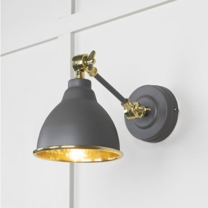 From The Anvil - Hammered Brass Brindley Wall Light in Bluff 49719SBL