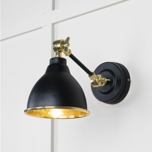 From The Anvil - Hammered Brass Brindley Wall Light in Elan Black 49719SEB