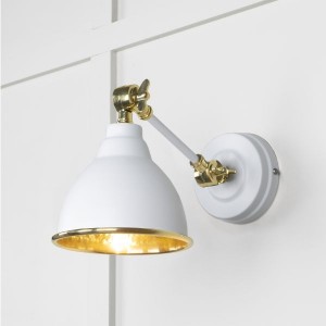 From The Anvil - Hammered Brass Brindley Wall Light in Flock 49719SF