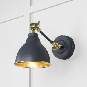 From The Anvil - Hammered Brass Brindley Wall Light in Slate 49719SSL
