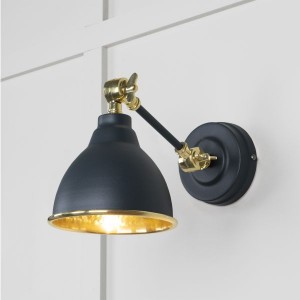 From The Anvil - Hammered Brass Brindley Wall Light in Soot 49719SSO