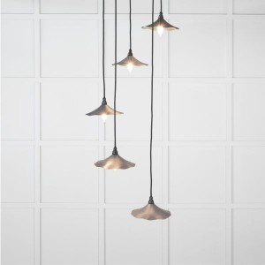 From The Anvil - Smooth Brass Flora Cluster Pendant in Slate 49728SSL