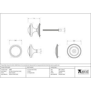 From The Anvil - Satin Marine SS (316) Art Deco Centre Door Knob 49806