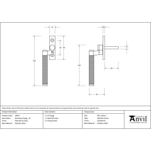 From The Anvil - Polished Marine SS (316) Brompton Espagnolette Fastener - Left Hand - 49932