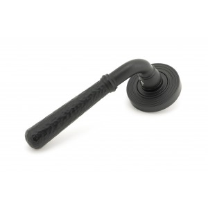 From The Anvil - Matt Black Hammered Newbury Lever on Rose Set (Beehive Rose) Unsprung 49987