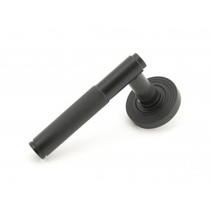 From The Anvil - Matt Black Brompton Lever On Rose Set (Beehive Rose) Unsprung 50011