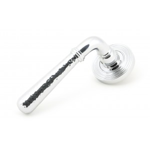 From The Anvil - Polished Chrome Hammered Newbury Lever On Rose Set (Beehive) Unsprung - 50043
