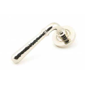 From The Anvil - Polished Nickel Hammered Newbury Lever On Rose Set (Plain) Unsprung - 50045