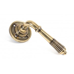 From The Anvil - Aged Brass Reeded Lever On Rose Set Unsprung 50086