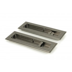 From The Anvil - Pewter 175mm Art Deco Rectangular Pull - Privacy Set 50174