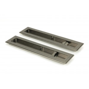 From The Anvil - Pewter 250mm Art Deco Rectangular Pull - Privacy Set 50175