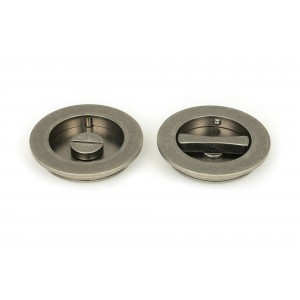 From The Anvil - Pewter 75mm Plain Round Pull - Privacy Set 50185