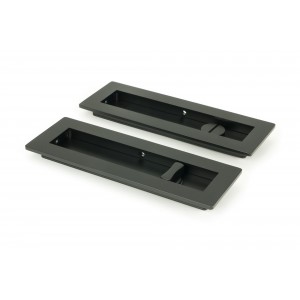 From The Anvil - Matt Black 175mm Plain Rectangular Pull - Privacy Set 50212