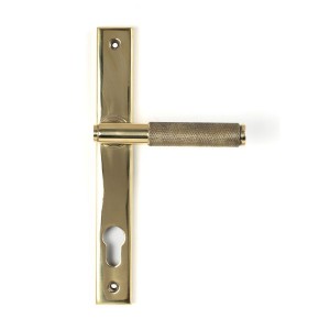 From The Anvil - Polished Brass Brompton Slimline Lever Espagnolette Lock Set 50604