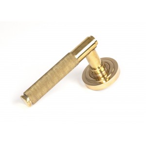 From The Anvil - Polished Brass Brompton Lever On Rose Set (Art Deco) Unsprung 50608