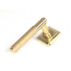 From The Anvil - Polished Brass Brompton Lever On Rose Set (Square) Unsprung 50612