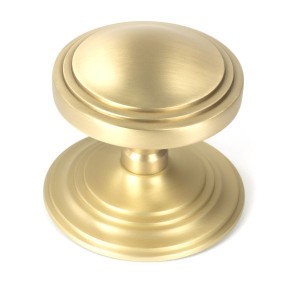 From The Anvil - Satin Brass Art Deco Centre Door Knob 50897